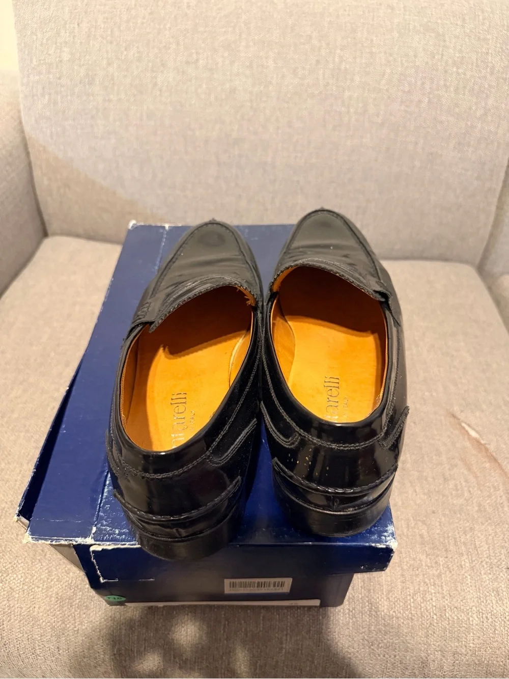 Cantarelli Black Leather Penny Loafers with Tan Interior